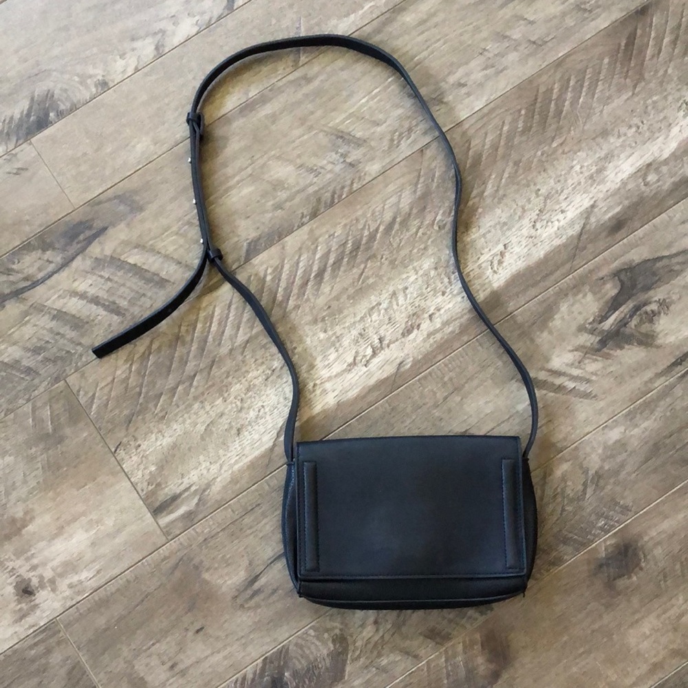 Black faux leather cross body or shoulder bag